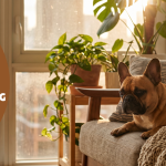 French Bulldog relaxing on a sofa in a sunny city apartment, one of the best dog breeds for apartment living